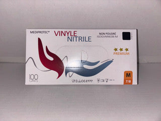 Gants Nitrile/Vinyle Noirs PREMIUM – Non Poudrés – Taille M – Boîte de 100 Gants