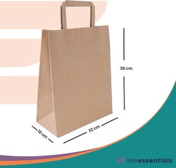 Sac Kraft Brun à Poignées Plates – 22x10x29 cm – Robuste & Écologique – Lot de 250