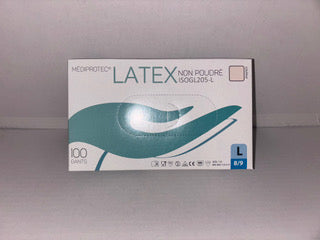 Gants d’Examen Latex Non Poudrés – Taille L – AQL 1,5 – Surface Rugueuse – Boîte de 100
