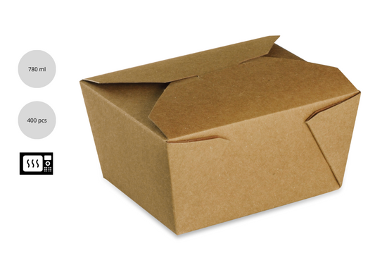 Boîte Brun Biopack 780 ml (90x110x65 mm) – Colis 50 pièces