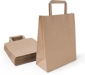 Sac Kraft Brun à Poignées Plates – 22x10x29 cm – Robuste & Écologique – Lot de 250