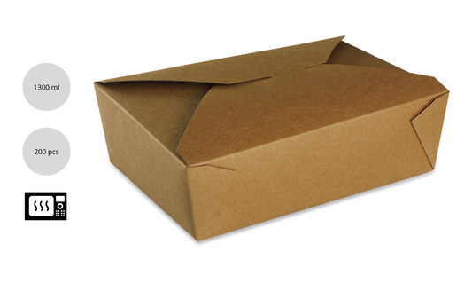 Boîte Brun Biopack 1300 ml (197x140x48 mm) – Colis de 200 :